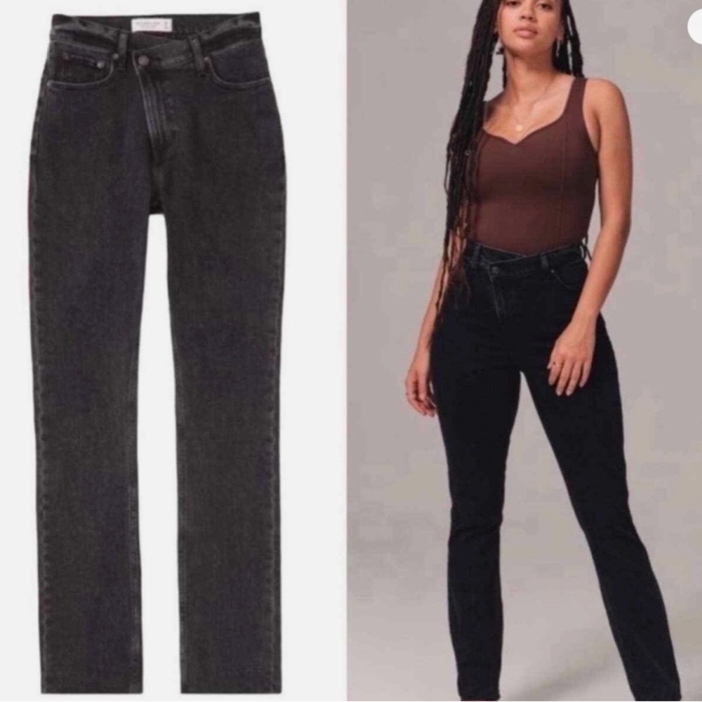 Abercrombie Black Crossover Zipper Jeans